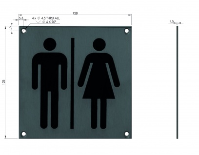 Intersteel Hinweisschilder Damen- und Herrentoilette Rechteckig gebürsteter Edelstahl - Vorschau 2
