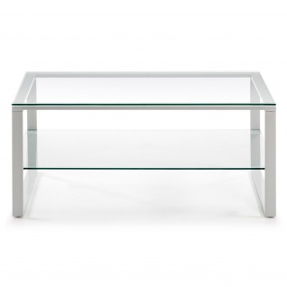 Couchtisch Sivan Glas und Stahl mit weißem Finish 55 x 90 cm