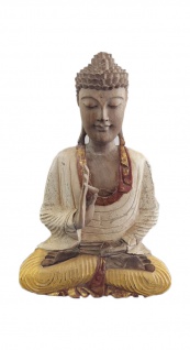 Unikat Buddha Suar Used Look Weiß Rot