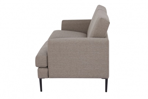 Sofa 3-Sitzer Metall Schwarz Strukturstoff Hellbraun 2