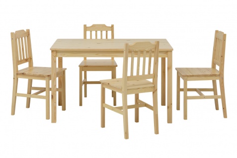 Essgruppe Kiefer massiv Natur lackiert 1 Tisch 4 Stühle
