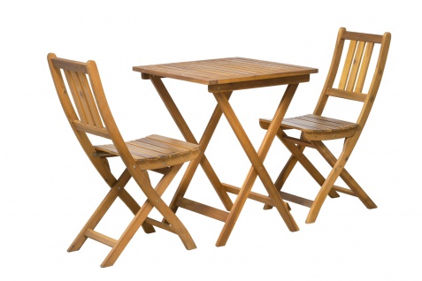 Sitzgruppe aus Akazie mit 2 Stühlen und 1 Tisch