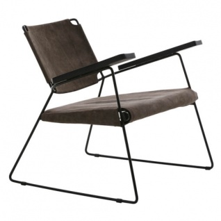 Lounge-Sessel Toulouse aus Wildleder in Grau und Metall in Schwarz