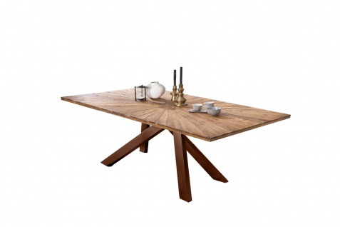 TABLES&Co Tisch 160x90 Teak Natur Metall Braun