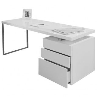 Schreibtisch 160 x 70 cm MDF und Metall Weiß
