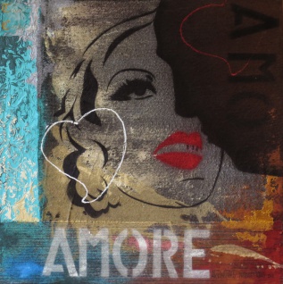 Leinwandbild Amore 100 x 100 cm Öl und Acrylfarben