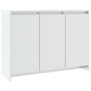 Sideboard aus Spanplatte 102 x 75 x 33 cm Hochglanz-Weiß