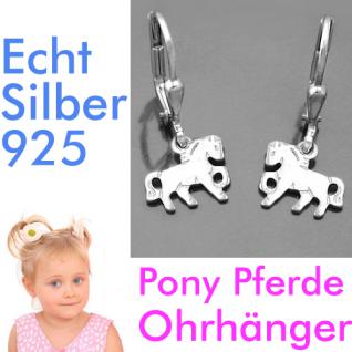 Pferde Pony Mädchen Ohrringe Kinder Ohrhänger Hänger aus Echt Silber 925 rhod.