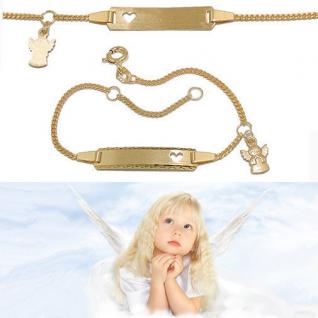 Baby Taufe Weiß Gold 333 Schutzengel Herz Ident Armband mit Gravur Name Datum 