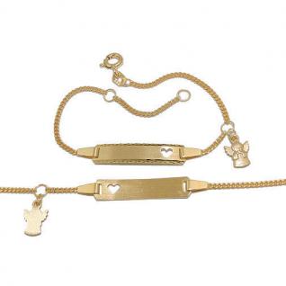 Schutzengel Baby Taufe Name Datum Gravur Armband Echt Gold Weißgold 585 14 16 cm 