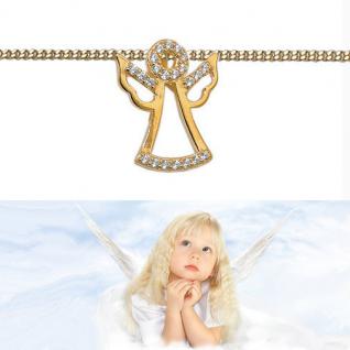 Kinder Frauen Zirkonia Schutz Engel Anhänger mit Kette Echt Silber 925 vergoldet 