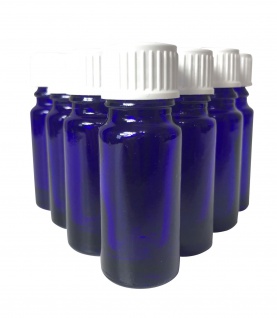 Blauglasflasche 10 ml mit DIN18 Gewinde & Deckel 2