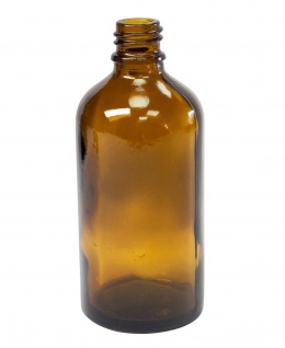 Braunglas-Flasche 100 ml mit DIN18 Gewinde & Deckel 2