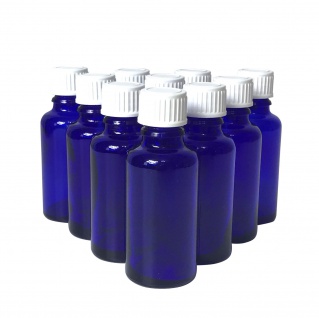 10 x Blauglasflasche 50 ml mit DIN18 Gewinde & Deckel - Vorschau 4