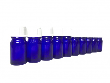 10 x Blauglasflasche 5 ml mit DIN18 Gewinde & Deckel 1