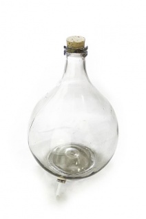 Glasballon im Holzgestell 5 Liter | Ballon mit Ablaufhahn & Korken 2