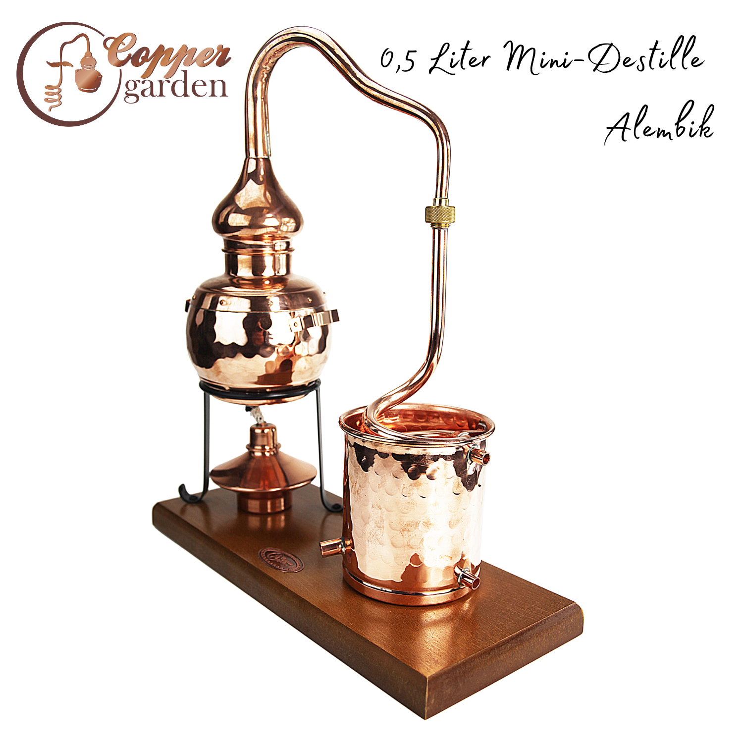 &quot; CopperGarden®&quot; Destillieranlage Alembik 0, 5 Liter | Spiritusbrenner