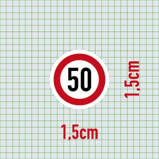 10 Aufkleber 1, 5cm Mini Sticker 50kmh 50 km/h Schild Modellbau 4061963009550 2