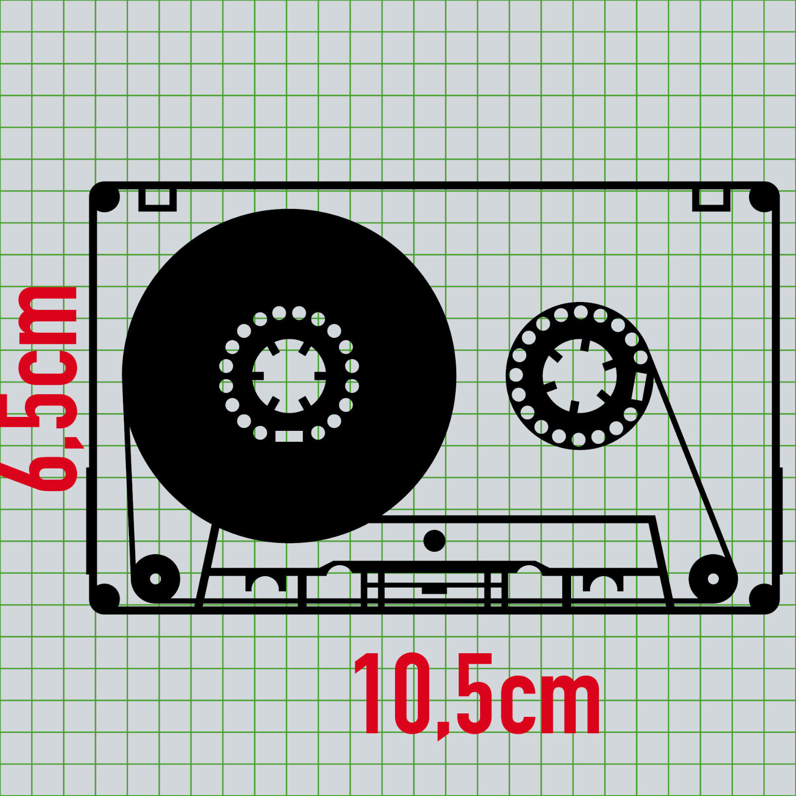 Musik Kassette 20cm schwarz Aufkleber Tattoo Dekofolie MC Music Cassette DJ Tape 