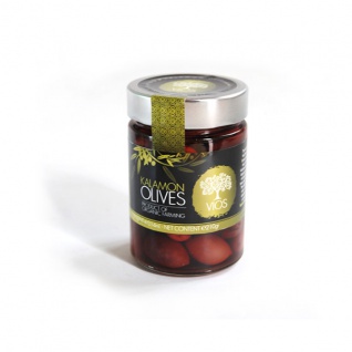 VIOS 05010 Bio-Kalamon Oliven im Glas (schwarze Oliven)