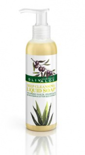 OLIVALOE 00157 - DEEP CLEANSING LIQUID SOAP - Tiefenreinigende Flüssigseife für das Gesicht 200ml, Naturkosmetik