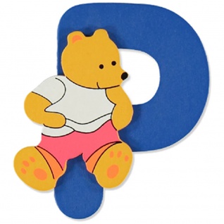 Holz-Buchstabe " P" - Teddy-Design, Türschild