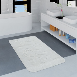 Moderner Badezimmer Teppich Rutschfest Badvorlerger Fußabdruck Einfarbig In Weiß