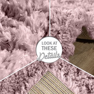 Hochflor Teppich Kuschelig Modern Shaggy Flokati Stil Gemütlich Uni Rosa 5