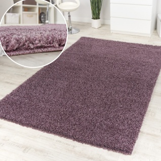 Shaggy Purple Hochflor Langflor Teppich Lila Meliert Einfarbig Top Ausverkauf