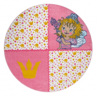 Kinder-Teppich Prinzessin Lillifee, Kurzflor Für Kinderzimmer, Karo in Rosa Weiß 5