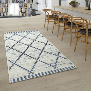 In- & Outdoor Flachgewebe Teppich Geometrisch Streifen Rauten Motiv In Weiß - Vorschau 2