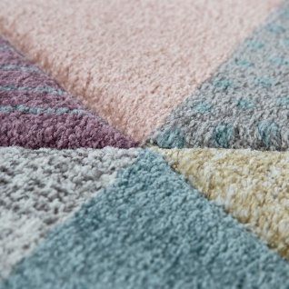 Teppich Bunt Wohnzimmer Pastellfarben Rauten Muster 3-D Design Fröhliches Design - Vorschau 3