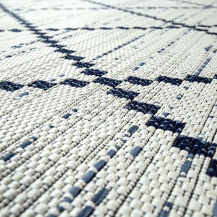 In- & Outdoor Flachgewebe Teppich Geometrisch Streifen Rauten Motiv In Weiß - Vorschau 4
