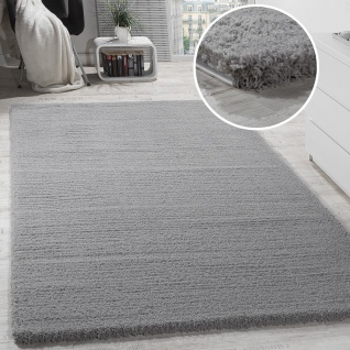 Shaggy Teppich Micro Polyester Wohnzimmer Teppiche Elegant Hochflor Grau
