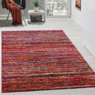 Teppiche Modern Wohnzimmer Teppich Spezial Melierung Rot Multicolour Meliert