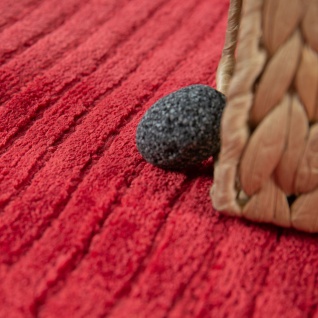 Teppich Handgefertigt Hochwertig 100% Viskose Cord Optik Vintage Glanz Uni Rot - Vorschau 3
