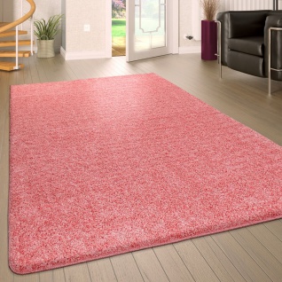 Hochflor Wohnzimmer Teppich Waschbar Shaggy Rutschfest Einfarbig In Pink