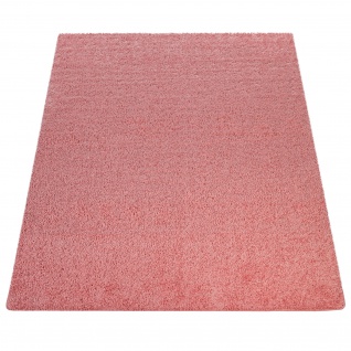 Hochflor Wohnzimmer Teppich Waschbar Shaggy Rutschfest Einfarbig In Pink 4