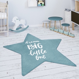 Kinderteppich Teppich Kinderzimmer Spielmatte Stern Rutschfest Blau Weiß