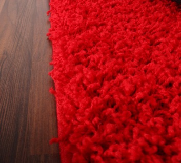 Shaggy Rot Hochflor Langflor Teppich UNI Red 4