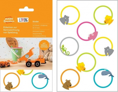 Avery 32 Kinder Namens-Aufkleber Spielzeug-Etiketten Haushalts-Etiketten Sticker