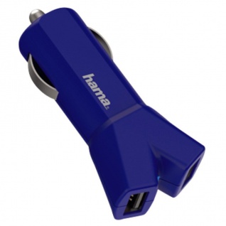 Hama Dual Auto KFZ USB Ladegerät 3, 4A Lade-Adapter für Handy iPhone Navi Blau