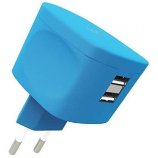 KIT FRESH Dual USB-Ladegerät 3.4A Blau Netzteil Reise-Lader 2-Port Netz-Lader