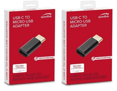 2x Speedlink Adapter micro-USB auf USB-C 3.1 Typ C Mikro-USB Wandler Konverter