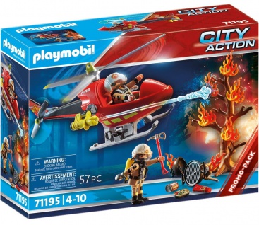 Playmobil 71195 Feuerwehr-Hubschrauber Einsatz Rettung Feuer Löschen Spielzeug