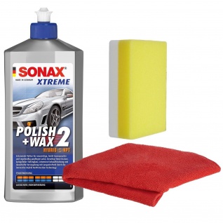 Sonax XTREME Polish + Wax 2 Hybrid NPT 500ml Politur + Wachs + Schwamm + Tuch