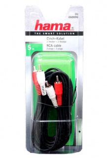 Hama 5m Cinch-Kabel 2x Stecker Cinchkabel Audio-Kabel Verbindungskabel Stereo