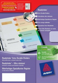 Avery Zweckform A4-Register bedruckbar 5-teilig Trennblätter farbig A4-Ordner