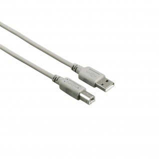 Hama USB 2.0 Kabel 1, 3m 480MBit/s Grau für PC Notebook Drucker Scanner