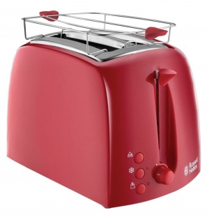 Russell Hobbs Textures Toaster 2-Scheiben 850W Sandwich Brötchen-Aufsatz Auftau